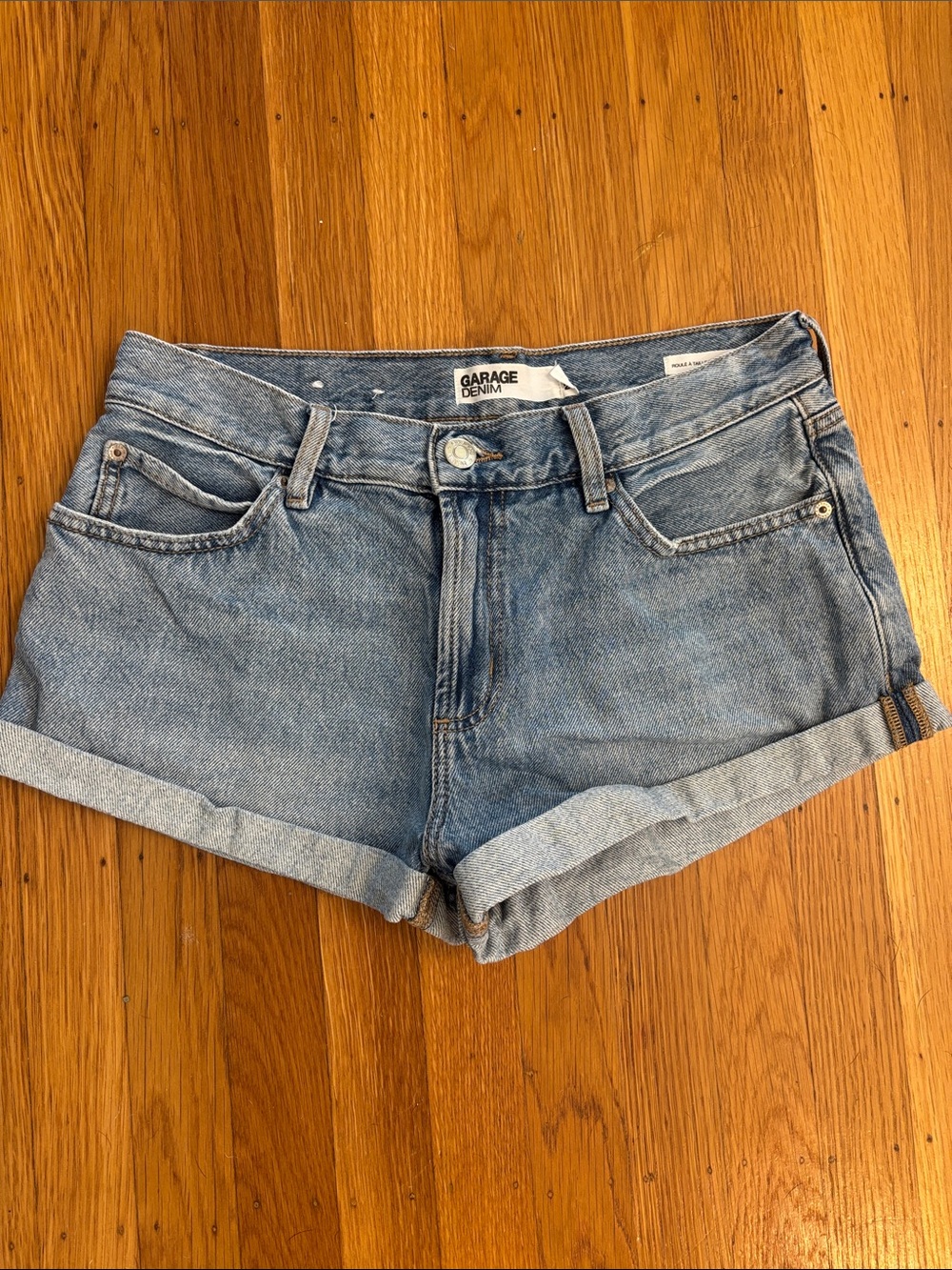 Garage Light Blue Cuffed Denim Shorts